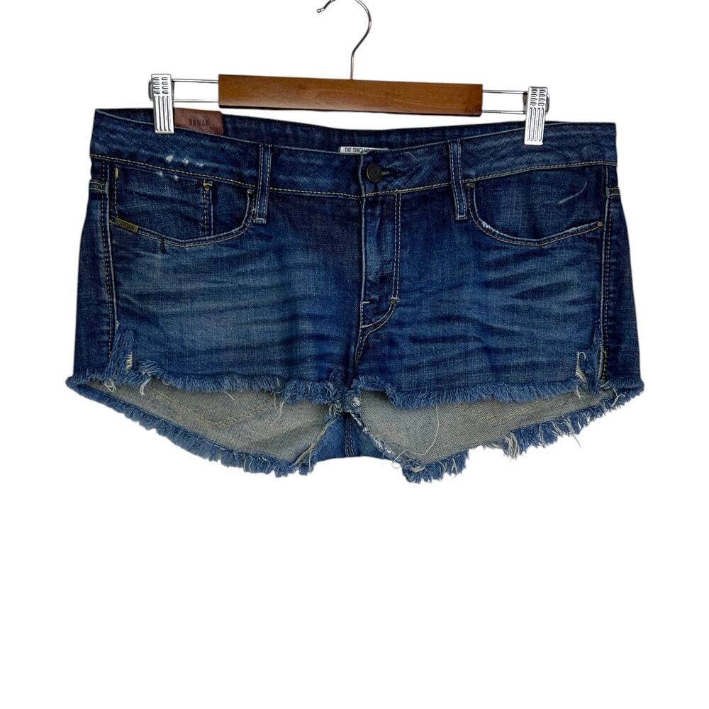 Y2K Cutoff Denim Shorts Sinclair MFGRP Blue Low Rise Distressed Women's Size 32